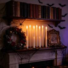 3/6pcs LED Flameless Candles, Long Stick Electronic Candles With Realistic Flickering Flame, Battery Operated, Indoor Decorative Lighting For Weddings, Holidays & Birthdays,Halloween Spooky String Light, Garden Yard Holiday Party Decoration - Long-handled Electronic Candle - View 6