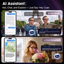 SENBONO Smart Glasses With 8MP Camera, Interchangeable Lenses, Camera Glasses, Wireless Earbuds, Smart Translation, Cross-Language Communication Voice Assistant, Built-In Camera, Low Latency, Music, Calls, Meetings, Office, Business, Travel - View 6