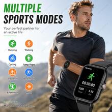 AQMWWG New Smart Watch Supports Multi-Language, Music Playback, Photo, Call And Message Notification, Weather Forecast, Multiple Sports Modes And Other Multifunctions, Equipped With 180mAh Large Capacity Battery, Ideal Gift For Men And Women. - View 5