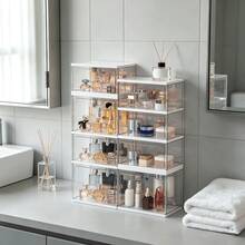 Stackable Acrylic Dust-Proof Storage Box, Multi-Layer Organizer For Bathroom Vanity, Large Capacity Storage Rack For Fragrance, Skincare And Aromatherapy - Multicolor - View 5