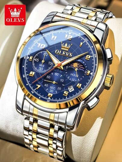 OLEVS 2983 Men Watch Original Moon Phase Quartz Watch Waterproof Luminous Date Watches For Man Gifts Casual Fashion Relo
