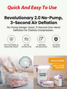 3PCS,2026 No-Pump 3D Vacuum Storage Bag, 80% Compression Rate, Extra Large Capacity, 3D Roll-Up Vacuum Sealed Bag, Upgraded Large Capacity Compression Storage Bag, Suitable For Bedding, Clothing, Blankets, Giant Bedding, Travel Storage Cubes - Multicolor - View 9