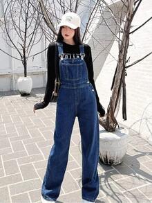 Women Denim Overalls & Jumpsuits - Medium Wash - View 1