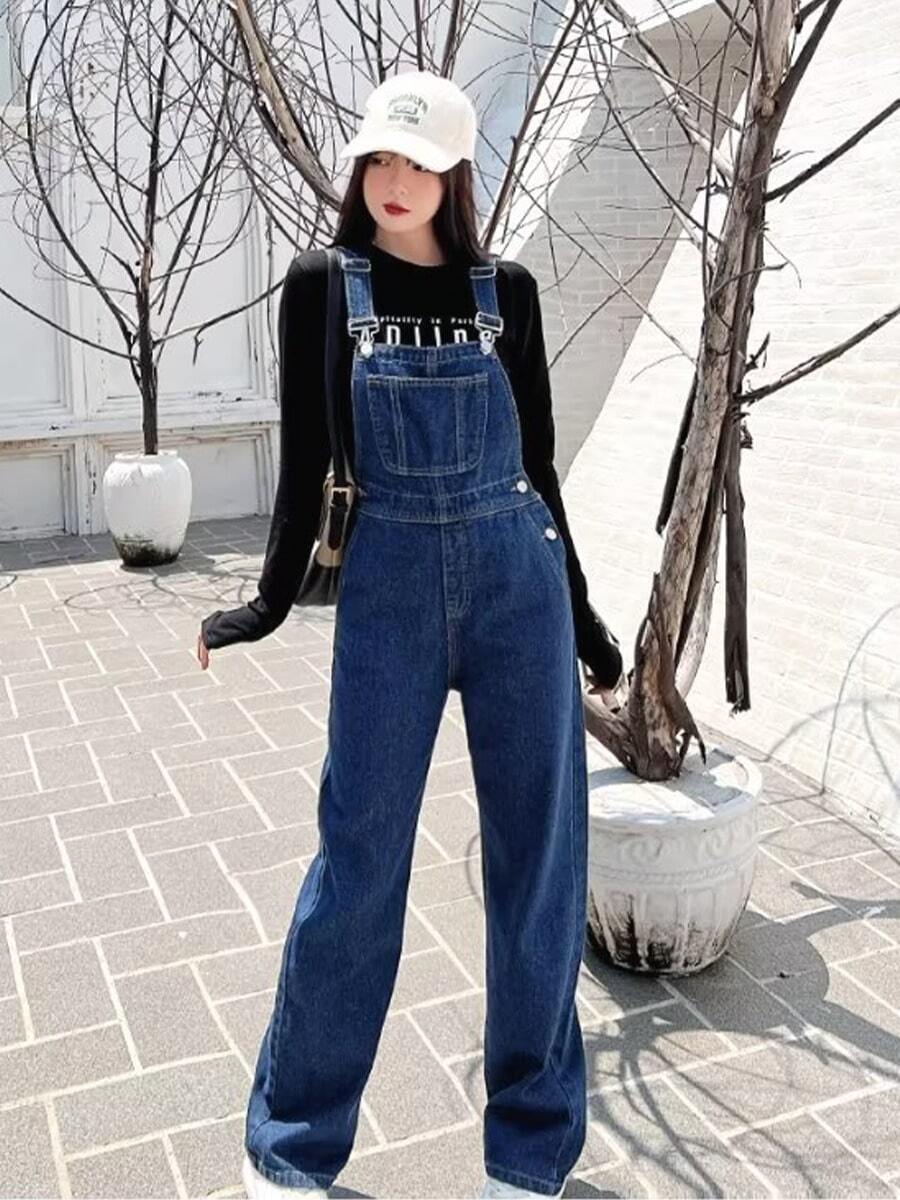 Women Denim Overalls & Jumpsuits - Medium Wash - View 1