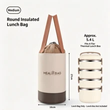 Round Insulated Lunch Bag, Student Lunch Box, Bento Box, Lunch Bag For Office Workers, Breakfast Bag, With Cup Holder, Aluminum Foil, And Thick Insulation. - View 12