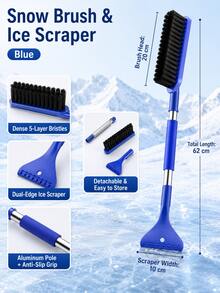 2-In-1 Car Snow Brush And Ice Scraper, Extendable Winter Windshield Cleaning Tool With Foam Handle, Portable Car SUV Truck Snow Brush, Winter Car Essential - A - View 13