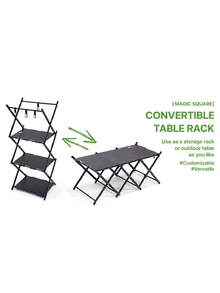 CAMEL CROWN Outdoor Camping Equipment, Multifunctional Thickened Lightweight Portable Folding Tactical Table, Transformable Expandable Table Frame - Moonlight Black - View 2