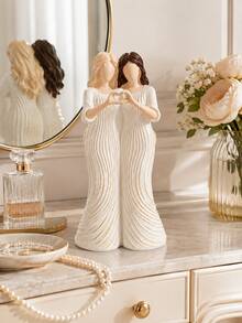 1pc Women Friendship Ornament, Double Female Heart Gesture Statue, Best Friend Sister Gift, Meaningful Friendship Home Decor, Suitable For Living Room Bookshelf Shelf Desk, Women Birthday Christmas Gift - Classic - View 3