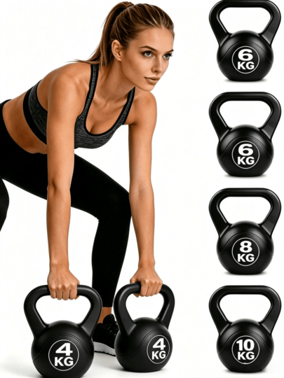 1pc Solid Weighted Kettlebell‑6kg / 8kg / 10kg, Kettlebell With Non‑Slip Handle, Fitness Dumbbell, For Core, Leg, Hip Muscle Exercise And Body Shaping, Core Strength Training Equipment, Suitable For Fitness Beginners And Fitness Enthusiasts