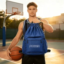 1pc Drawstring Backpack, Large Capacity Unisex Sports Basketball Swimming Training Fitness Outdoor Travel Storage Rucksack - Sports Backpack - View 2