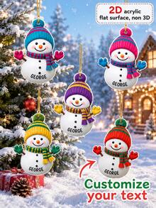 1pc Personalized Customized Christmas Snowman Ornament, Customized Name Christmas Tree Decoration, Christmas Gift, Holiday Decorative Hanging Ornament - Transparent - View 1