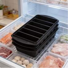 1 Silicone Food Storage Container With Lid, 2/4/6 Cup Broth Storage Container, Ice Cube Tray, For Freezing Soup, Sauces, Broth, And Leftovers, Easy Release, Convenient Meal Prep Container - Black - View 10