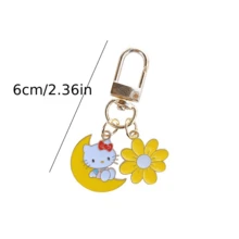 SANRIO 1pc Cartoon Hello Kitty Flower Keychain Cute Bag Pendant Metal Accessory, Adorable Bag And Car Key Chain Pendant, Suitable For Hello Kitty Fans, Great Gift For Family And Friends - A - View 5
