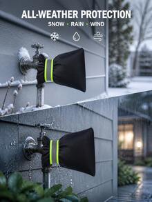 1 Outdoor Faucet Covers For Winter - Pro 6.7" W X 8.3" H Outdoor Water Faucet Cover Socks For Winter Freeze Protection Pipe Insulation Reusable Waterproof Insulated Spigot Backflow Cover,Black - Multicolor - View 4