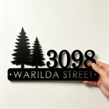4 Sizes Available! Pine Metal House Number Address Sign,Personalized Address Plaque, Door Number, Hotel Room Numbers Sign - Black - View 3