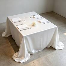 1pc Rectangular Satin Tablecloth, Suitable For Mother's Day And Holiday Decoration, Party, Banquet, Camping, Picnic, BBQ, Indoor And Outdoor Daily Use - White - View 4