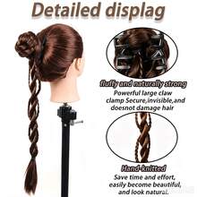 Women's Handmade Japanese Style Braided Hair Clip Twin Ponytail Wig, Natural Fluffy Lively Realistic Hair, New Chinese Style Long Braid - Black - View 6