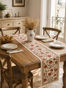 1pc-Autumn Pumpkin Table Runner, Vintage Farmhouse Linen Fall Table Runner, Decorative Table Runner For Thanksgiving Harvest Dinner Party Indoor Outdoor Dining Table Decor - Multicolor - View 5