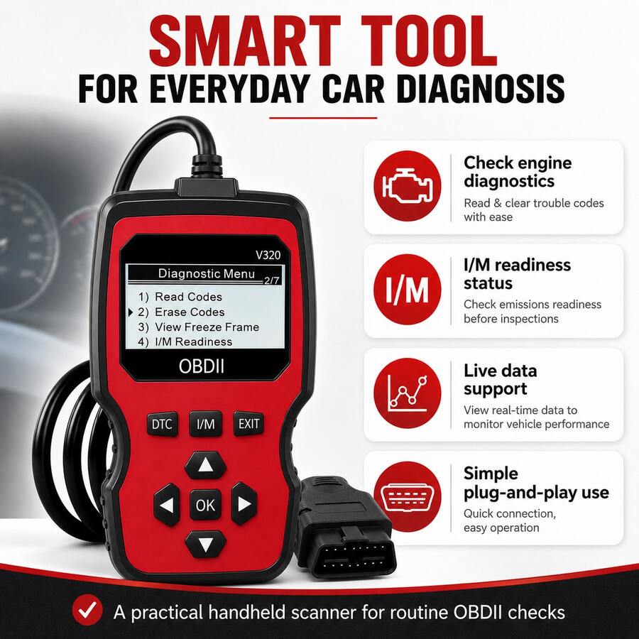 2026 New OBD2 Scanner - Handheld Car Diagnostic Tool, Supports Reading/Clearing Codes, Real-Time Data Stream, Engine Light Check, Battery Test, Etc., Suitable For Vehicle Diagnostics, Vehicle Diagnostic Tool, User-Friendly Interface, Durable Construction, Battery-Free - one-size - View 1