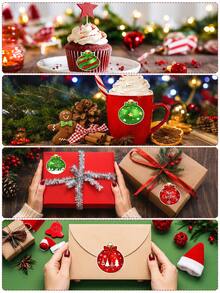500PCS Christmas Decorative Stickers, Red & Green Holiday Ornament Labels, Assorted Snowflake, Reindeer, Christmas Tree Gift Sealing Stickers, Self-Adhesive Stickers, Suitable For Gift Wrapping, Envelopes, Cookies, Mugs, Christmas Party And Holiday Decoration - Christmas Ornament - View 3