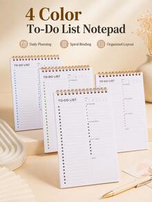 1PC TO-DO LIST Multi-Color Planner, Student Portable Stationery, For Class Notes, Office Records, Daily Schedules, Creative 4 Colors To Choose Notebook - Single Piece - View 11