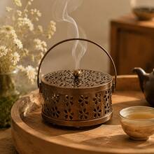 1pc Exquisite Mosquito Coil Holder With Lid, Fire-Resistant Incense Burner, Suitable For Indoor And Outdoor Home Use, Decorative Aromatherapy Burner With Ash Tray, Stable Base, Elegant Design, Suitable For Bedroom, Patio, Camping, Travel And Daily Home Decor - Multiple Styles - View 1