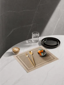 1pc Minimalist Rectangular PVC Placemat, Washable And Easy To Clean, Instant Wipe Clean, Non-Slip And Heat Resistant, Suitable For Dining Table Setup, Kitchen Dining And Holiday And Wedding Decoration - Multiple Styles and Colors - View 11