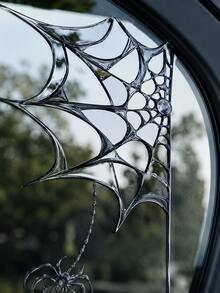 1pc One Size Halloween Spider Web Car Window Sticker, Black Realistic Broken Glass Spider Car Decal, Waterproof PVC Self-Adhesive/Static Cling Removable Exterior Car Decor, Halloween Party Decoration, Suitable For Sedan Truck SUV Window Body DIY Modification Accessories - A - View 4