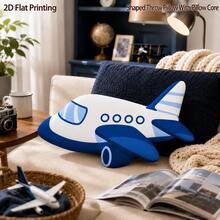Airplane Blue 2D Flat Print Plush Throw Pillow, Suitable For Sofa Bedroom Living Room Cozy Home Decor, Office And Car Use, Pillow Gift - Multicolor - View 7