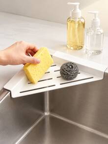 1pc Multi-Functional Kitchen Sink Organizer - Sink Drain Rack, Cloth And Sponge Holder, Kitchen Storage Organizer, No-Drill Adhesive Wall-Mounted Storage Rack, Suitable For Kitchen And Bathroom Accessories, Kitchen Storage, Outdoor Storage, Storage Supplies, Bathroom Storage, Kitchen Decor And Accessories, Kitchen Essentials - A - View 12