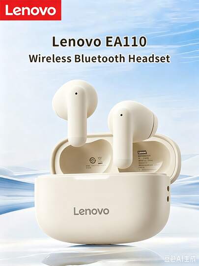Lenovo Earphone Bluetooth Nirkabel EA110, Kontrol Sentuh Cerdas 5.4, Daya Tahan Baterai Super Lama, Kompatibel dengan Sistem Android