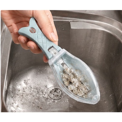 Rascador de escamas de pescado con tapa transparente, quitador de escamas manual con mango ergonómico antideslizante, herramienta de limpieza de pescado fácil de enjuagar para la cocina