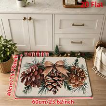 1/2/3pcs Christmas Theme Kitchen Rugs, Flannel Kitchen Mats With Christmas Pine Cone And Pine Branch Pattern, Soft Comfortable Absorbent Non-Slip Machine Washable With Non-Slip Backing, Multi-Purpose Floor Mats Suitable For Doorway, Living Room, Bedroom, Kitchen, Dining Room, Bathroom, Patio, Entryway, Home And Holiday Decor - Multicolor - View 12