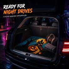 1pc Universal Printed Car Trunk Mat, "Halloween Castle Pumpkin" Pattern, Anti-Slip Durable Polyester Fiber Material Trunk Pet Mat, Vehicle Interior Protection Car Decoration, Perfect Halloween Gift - Castle Pumpkin - View 1