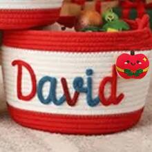1pc Personalized Customized Christmas Basket Round Rope Storage Basket Holiday Gift Basket Holiday Storage Organizer Basket Knitted Rope Storage Bin - Multicolor - View 54