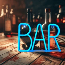 1件 BAR 霓虹燈招牌牆面裝飾與桌面裝飾，LED燈電池或USB供電，適用於臥室、房間、酒吧、餐廳、走廊、露營、生日派對、聚會、求婚、婚禮、畢業、男性遊戲室、週年紀念、情人節、母親節、萬聖節、兒童節、聖誕節及其他節日裝飾與派對燈光 - 白色 - 查看 5