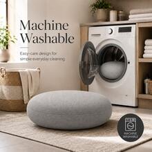 Modern Round Floor Pillow – Soft-Touch Matte Fabric Cushion For Living Room, Patio, And Kids' Play Areas - Grey - View 5
