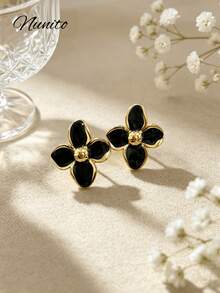 2 Pairs Vacation Beach Style Oil Drop Flower Stud Earrings, Suitable For Pool Party, Daily Wear, Gift For Women - Multicolor - View 6