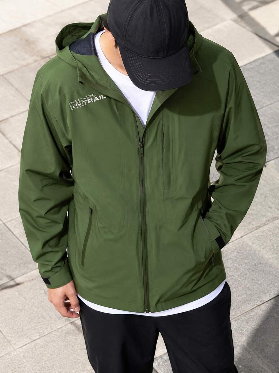 Skechers Men's Sports Jacket Woven Hooded Outdoor Casual Jacket L323M127-00QV - Chive Green - View 1