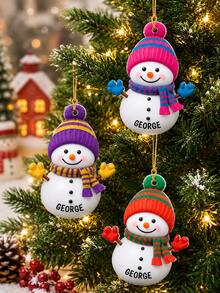 1pc Personalized Customized Christmas Snowman Ornament, Customized Name Christmas Tree Decoration, Christmas Gift, Holiday Decorative Hanging Ornament - Transparent - View 6