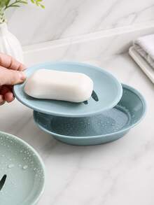 1pc Minimalist Draining Soap Dish, Double Layer Detachable Soap Holder, Anti-Water Accumulation Easy To Clean, Bathroom Sink Home Soap Box, Multiple Colors Available - double layer - View 2