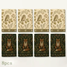 2/4/6/8pcs Vintage Forest Animal Kitchen Towels, Deer, Rabbit, Fox, Owl, Squirrel, Hedgehog, Bird And Moth Floral Napkins, Suitable For Cooking, Cleaning And Country Farmhouse Kitchen Decor - Multicolor - View 13
