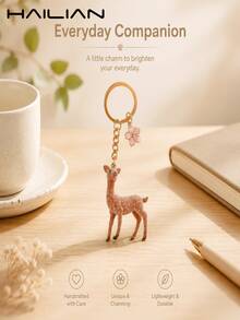 HAILIAN Mini Cute Deer Bag Charm, Available In Two Styles - Sika Deer And Moose - Suitable As Bag Charm For College Students And Elementary Students, Car Keychain, Birthday Gift, Halloween Costume Accessory - Khaki - View 4