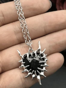 4pcs Cool Gothic Style Alloy Oil Drop Cross Spider Heart Pendant Necklace Suitable For Women Street Party Wear - Multicolor - View 7