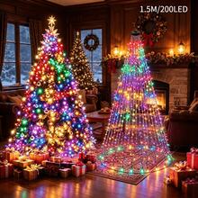 200/280/300 LED Christmas Tree Lights, Christmas Fairy String Lights, 8 Modes LED Holiday Lights With Remote Control, Warm White & Multicolor Christmas Lights For Indoor Outdoor Tree, Garden, Patio And Holiday Decor - Waterfall Light - View 11