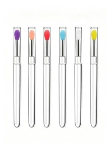 1/3/5/6/10/20pcs Multicolor Silicone Lip Brush With Dust‑Proof Cover, Transparent Handle Reusable Lip Mask Lipstick Applicator Portable Makeup Tool - Multicolor - View 41