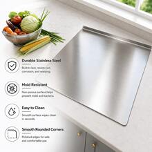 1-Piece Luxury Stainless Steel Silver Chopping Board, Durable And Mold-Resistant, Kitchen Gadget, Suitable For Home Chefs And Cooking Enthusiasts, For Cutting Meat, Cheese, Bread, Vegetables, And Fruits, Gift - Gold - View 6