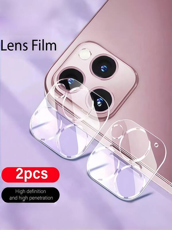2pcs Full Coverage Transparent Camera Lens Tempered Glass Screen Protector Compatible With IPhone (Back And Rear Camera) Gift For Birthday, Family, Friends Lens Protector, Phone Accessories Waterproof Shockproof Anti-Fall Anti-Fall Scratch Resistant Anti-Fingerprint