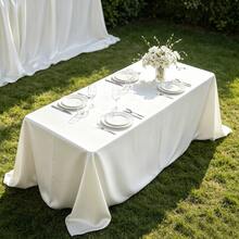 1pc Rectangular Satin Tablecloth, Suitable For Mother's Day And Holiday Decoration, Party, Banquet, Camping, Picnic, BBQ, Indoor And Outdoor Daily Use - White - View 7