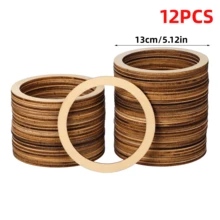 12/24pcs Multi-Size Hollow Wooden Rounds - Lightweight Blank Wooden Rings, Suitable For DIY Jewelry, Scrapbooking And Rustic Party Decor, Perfect For Craft Projects - Wooden Ring - View 13